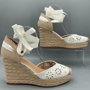 NEW on 34th Women’s Melindaa Espadrille Wedge Sandals White Size 10M